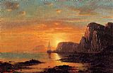 Seascape, Cliffs at Sunset by William Bradford